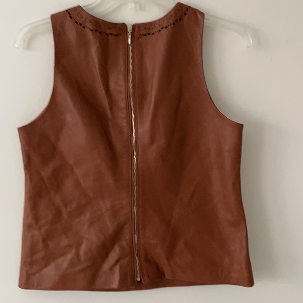 White House Black Market Leather Top Size 2 - Picture 6 of 8